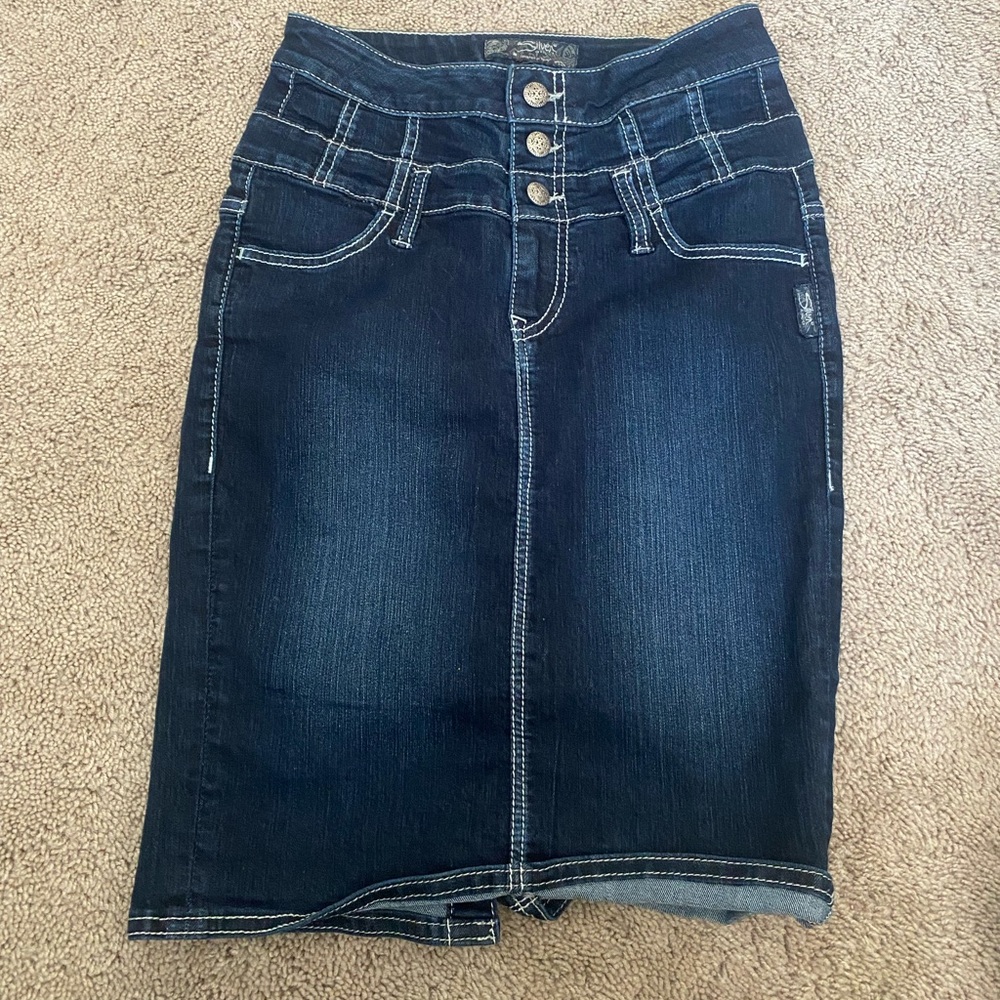High Rise Jean Skirt